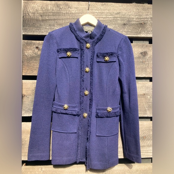 St. John Caviar | Knit Jacket/Cardigan | Size 4 | Color: Blue/Navy - Picture 1 of 8